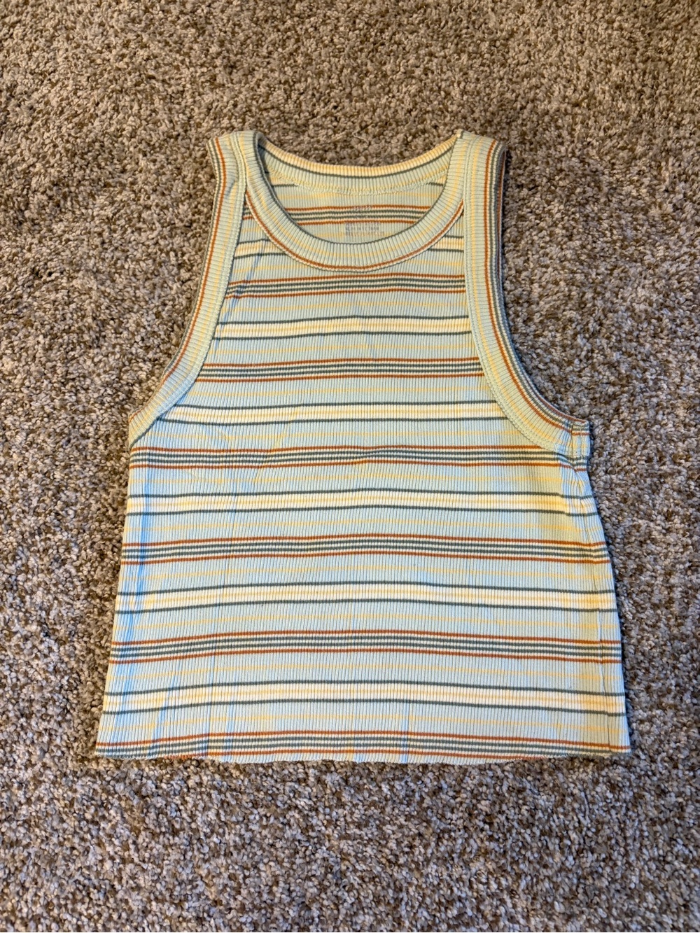 Striped Yellow Ribbed Tank Top - Women